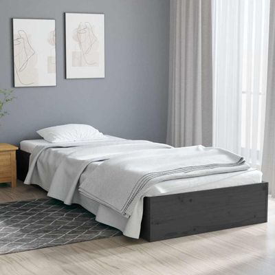 vidaXL Posteľný rám, sivý drevený masív 75x190 cm malé jednolôžko