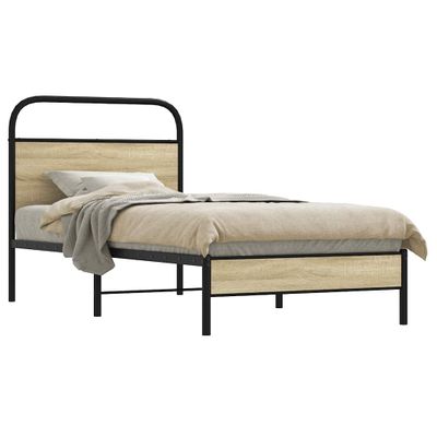 vidaXL Posteľný rám bez matraca 75x190 cm dub sonoma kompozitné drevo