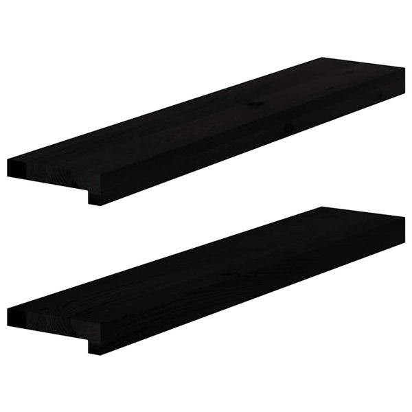 vidaXL Okenný parapet 2 ks hnedočierná 80x15x2 cm dubový masív