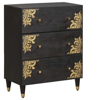 vidaXL Servírovacia skriňa Čierna 60 x 33 x 75 cm Masívne mango drevo