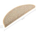 vidaXL Kobercové nášľapy na schody 15 ks bledohnedé 56x17x3 cm