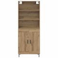 vidaXL Highboard Remeselný dub 69,5 x 34 x 180 cm Kompozitné drevo