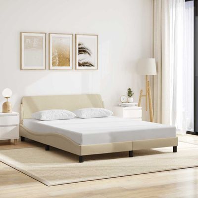 vidaXL Rám postele Dover krémová 160x200 cm látka