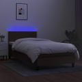 vidaXL Posteľ boxsping s matracom a LED tmavohnedá 90x200 cm látka