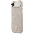 Guess Case Magsafe 4G PU kožené puzdro s trojuholníkovým logom a zlatým kovovým rámom fotoaparátu pre iPhone 17 Air ružové