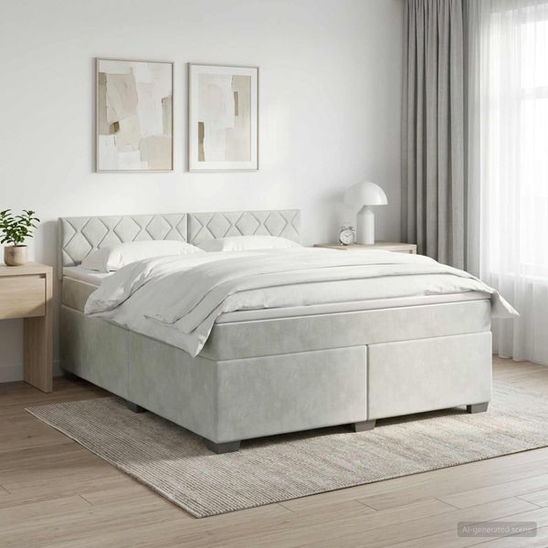 vidaXL Posteľ boxspring s matracom Svetlosivá 140 x 200 cm Zamat