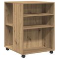 vidaXL Príručný stolík a kolieska dub artisan 55x60x78cm kompoz. drevo