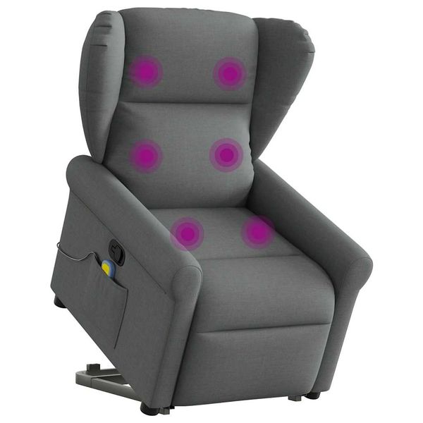 vidaXL Zdvíhacie a sklápacie masážne kreslo tmavosivé látka