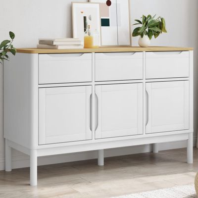 vidaXL Komoda FLORO biela 114x43x74 cm borovicový masív