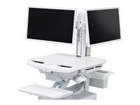 Upevňovací komponent (motor zdvihu, oblúk so závesom, 2 adaptéry VESA, materiál na správu kabeláže) - vedľa seba - pre 2 LCD displeje - sada duálneho monitora - biela - veľkosť obrazovky: až 24" - dá sa pripevniť na vozík