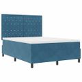 vidaXL Posteľ s pružinovým rámom Tmavomodrá 140 x 190 cm Zamat