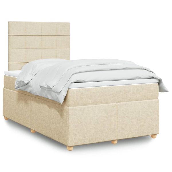 vidaXL Boxspring posteľ s matracom krémový 120x200 cm látka