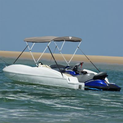 vidaXL Strieška Bimini s 3 oblúkmi a sieť. stenami 183x(137-152)x137cm