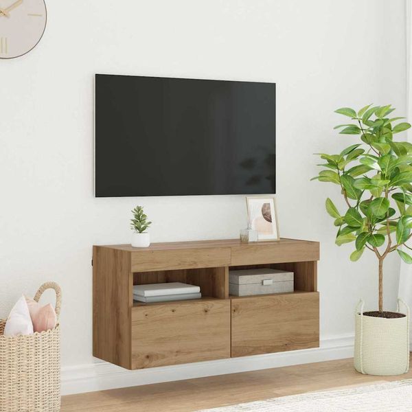 vidaXL TV nástenná skriňa s LED Nástenný Remeselný dub 80 x 30 x 40 cm