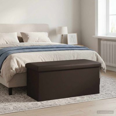 vidaXL Skladacia úložná lavička Hnedá 180 kg 80 L 77 x 38 x 38 cm PVC