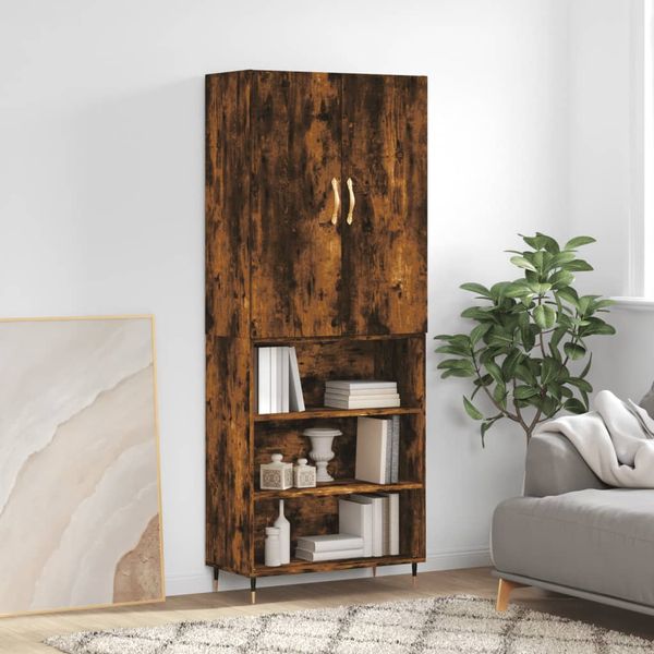 vidaXL Vysoká skrinka dymový dub 69,5x34x180 cm spracované drevo