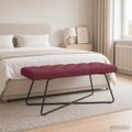 vidaXL Lavica s gombíkovým prešívaním Víno červené 110 x 40 x 46 cm