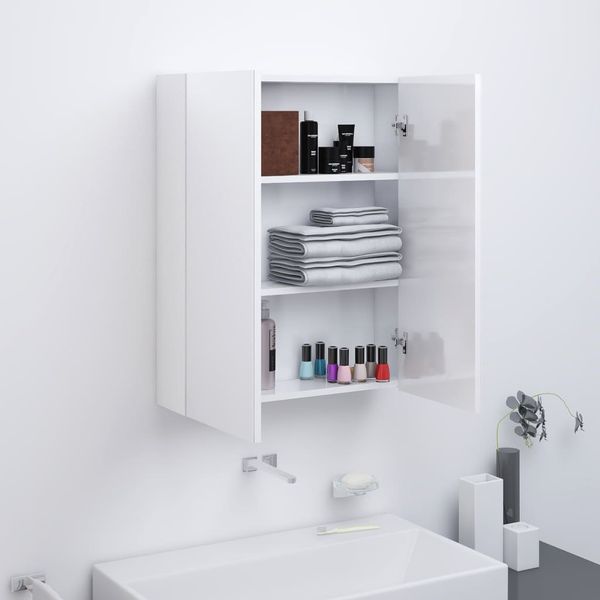 vidaXL Kúpeľňová zrkadlová skrinka 60x15x75 cm MDF lesklá biela