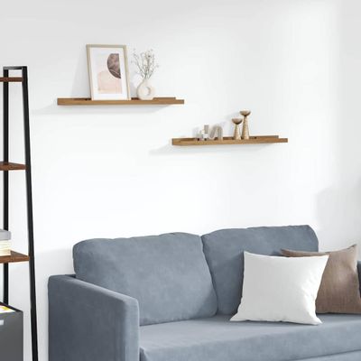 vidaXL Stenná polica 2 pcs Hnedá 60 x 9 x 3 cm Kompozitné drevo