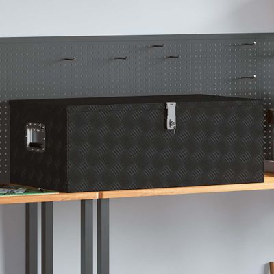 vidaXL Úložný box čierny 100x55x37 cm hliník