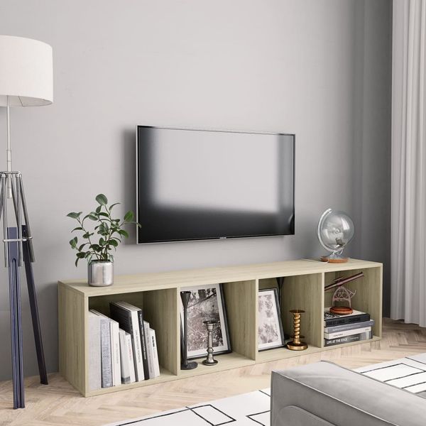 vidaXL Knižnica/TV skrinka, dub sonoma 143x30x36 cm