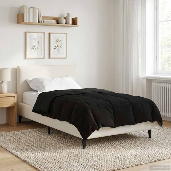 vidaXL Prikrývka na celý rok Šnurovaný Čierna 135 x 220 cm Mikrovlákno