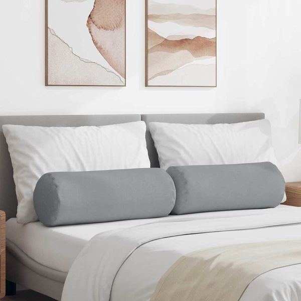 vidaXL Podložkové vankúše 2 pcs Svetlosivá Ø 25 x 70 cm látka