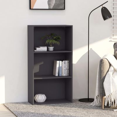 vidaXL Knižnica s 3 policami, sivá 60x30x114 cm, kompozitné drevo