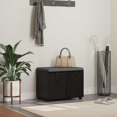 vidaXL Predsieňová lavica s vankúšom Čierny Dub 60 x 38 x 46 cm