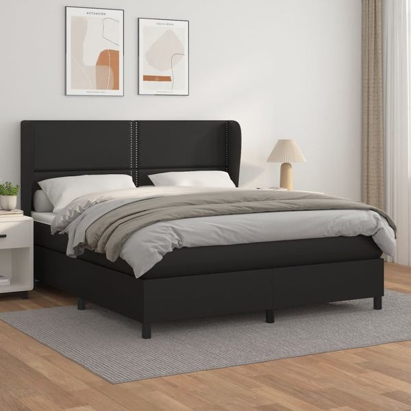 vidaXL Boxspring posteľ s matracom čierna 160x200 cm umelá koža