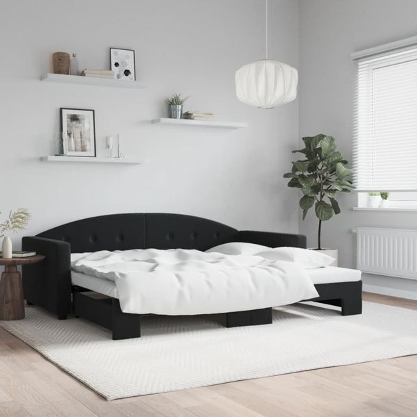 vidaXL Denná posteľ s rozkladacou posteľou čierna 90x190 cm zamat