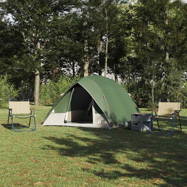 vidaXL Kempingový stan so strechou Zelená 275 x 230 x 140 cm taft
