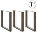 vidaXL Nohy k jedálenskému stolu v tvare U, 3 ks, prírodná oceľ, 80 x (72-73) cm, oceľ