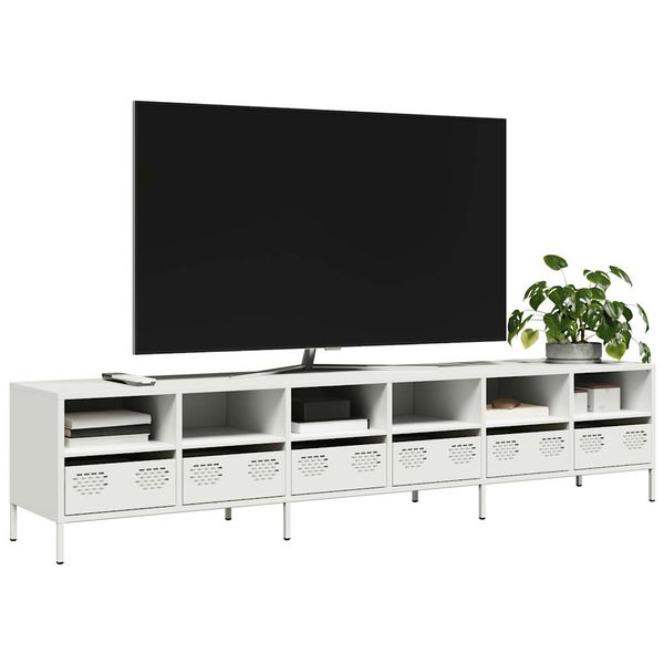 vidaXL TV skrinka biela 202x39x43,5 cm oceľ valcovaná za studena