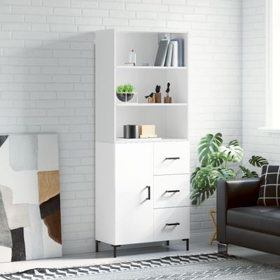 vidaXL Vysoká skrinka lesklá biela 69,5x34x180 cm spracované drevo