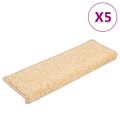 vidaXL Schodové rohože 5 ks 65x21x4 cm krémové s obdĺžnikovým okrajom