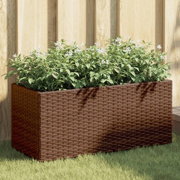 vidaXL Záhradný kvetináč s 2 nádobami hnedý 72x30x32 cm polyratan