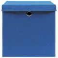 vidaXL Úložné boxy s vekom 4 ks, modré 32x32x32 cm, látka