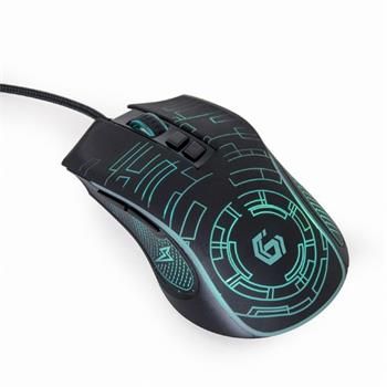 Gembird Myš MUSG-RGB-01, podsvietená, 7 tlačidiel, 3600DPI,  USB, čierna