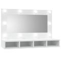 vidaXL Zrkadlová skrinka s LED biela 90x31,5x62 cm