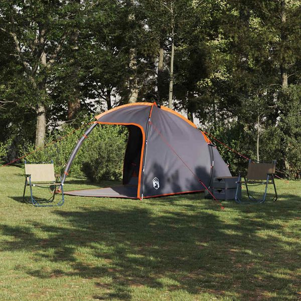 vidaXL Stan chata so strechou Šedá a oranžová 370 x 230 x 185 cm taft