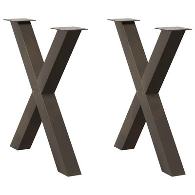 vidaXL Nohy k jedálenskému stolu v tvare X, 2 ks, prírodná oceľ, 70 x (72-73) cm, oceľ