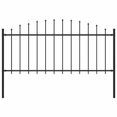 vidaXL Záhradný plot Woerden s vrchnou časťou v tvare oštepu, oceľový 170x75 cm, čierny