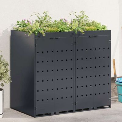 vidaXL Úložisko na 2 koše Wheelie Antracit 136 x 77,5 x 121,5 cm