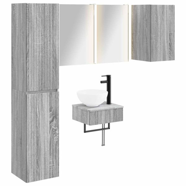 vidaXL Sada kúpeľňového nábytku 5 pcs Sivý Sonoma