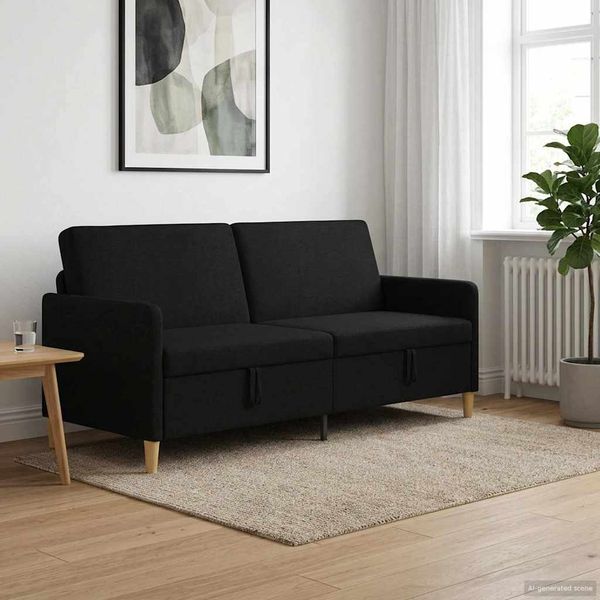 vidaXL Sofa s úložným priestorom Čierna 192 x 78 x 87 cm Polyester