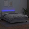 vidaXL Boxspring posteľ s matracom a LED biela 140x200 cm umelá koža