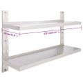 vidaXL Nástenný regál s 2 policami nehrdzavejúca oceľ 120x30 cm