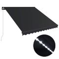 vidaXL Ručne zaťahovacia markíza s LED antracitová 350x250 cm