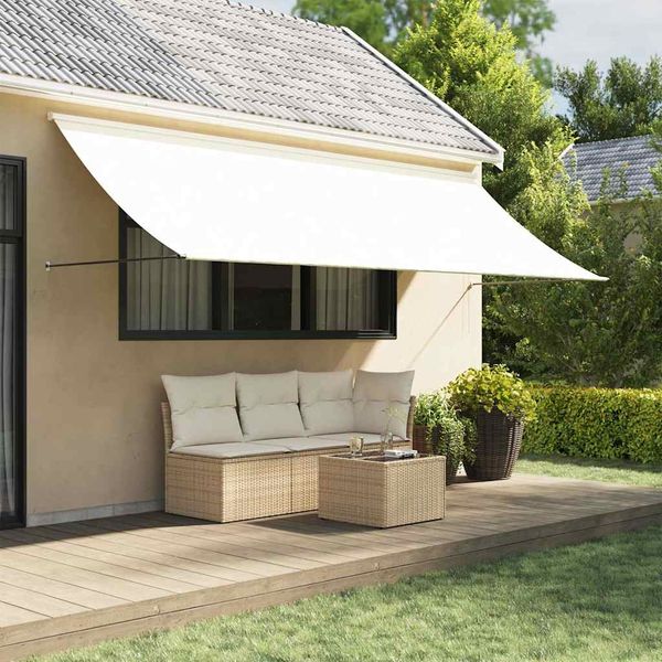 vidaXL Zaťahovacia markíza krémová 400x150 cm látka a oceľ